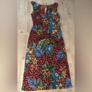 BCBG vintage leopard and floral y2k midi Dress